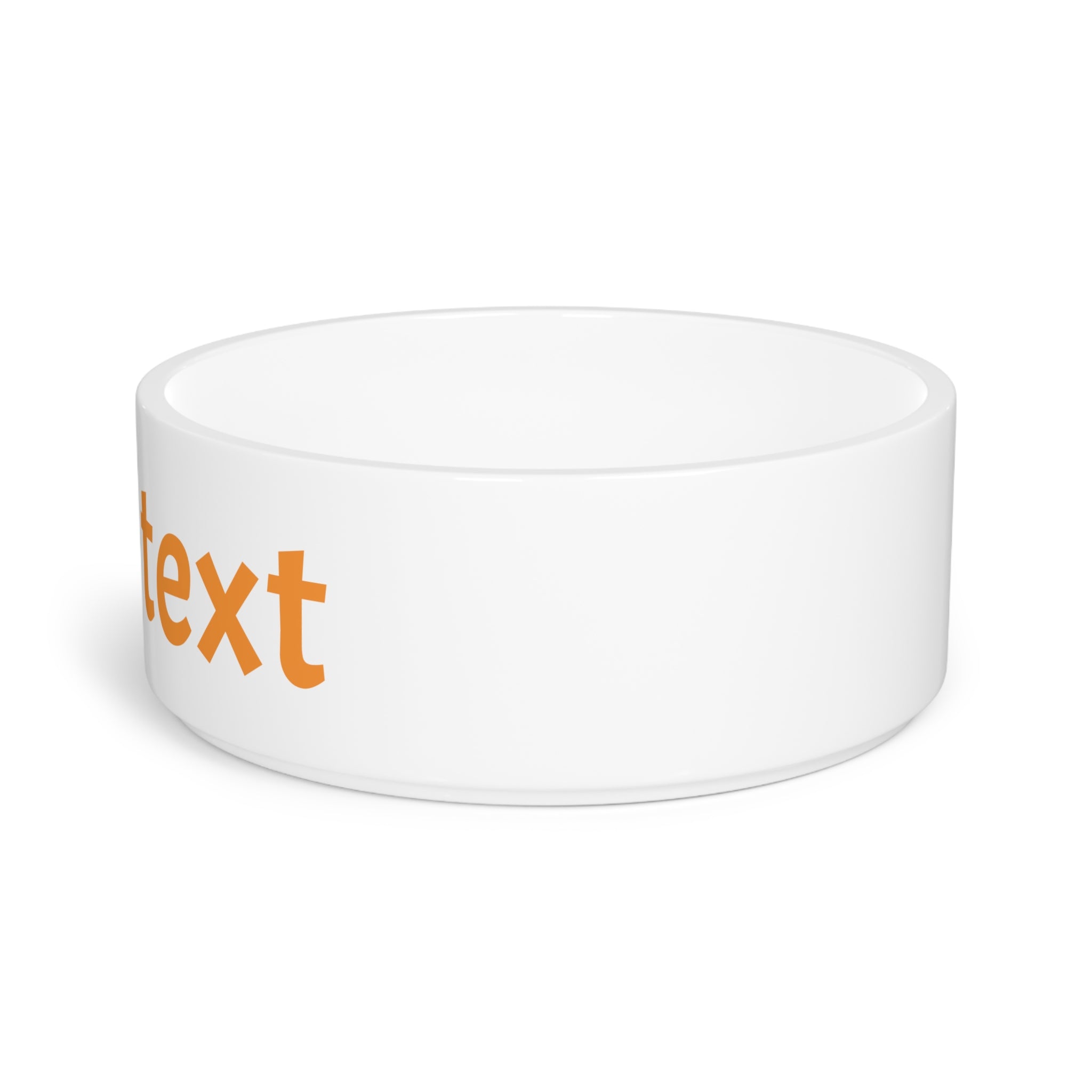 White wristband with orange text on a white background