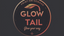 Glow Tail logo with text 'Print-on-demand Glow Tail Glow your way' on a dark background